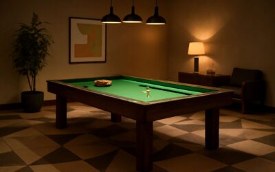 Upgrade your game room with carpet tiles under pool table: durable, stylish, spill-proof.