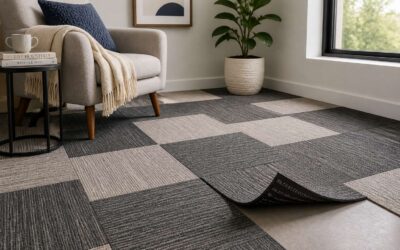 Carpet tiles renter friendly, peel and stick, no residue on floors.